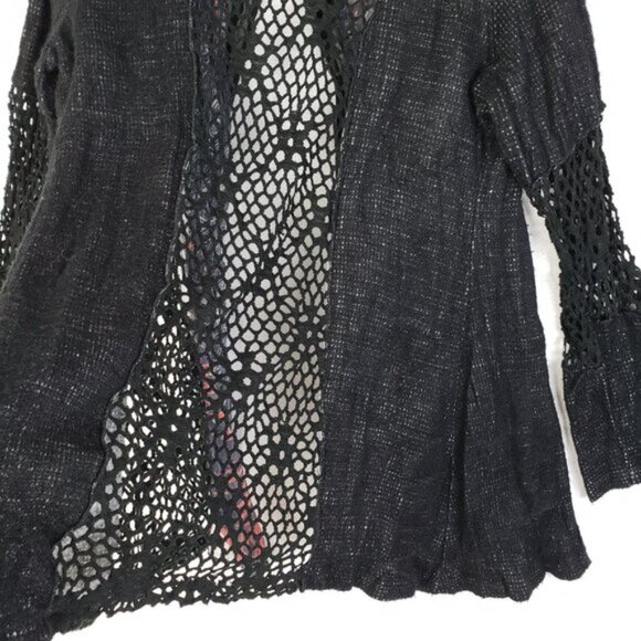 Vintage Aria A Cardigan Tunic Art-to-wear Funky Mixed Media Crochet Boho size L - Picture 8 of 11